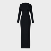 Franchezka – Unifarbenes langärmeliges Kleid mit tiefem Schlitz