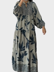 Miriya – Ausgestelltes Kleid mit Laternenärmeln und Muster – Ansicht 3