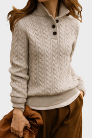 Liza – Kaschmirpullover für Damen mit Zopfmuster und Knöpfen – Ansicht 15