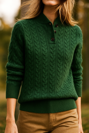 Liza – Kaschmirpullover für Damen mit Zopfmuster und Knöpfen – Ansicht 7