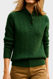 Liza – Kaschmirpullover für Damen mit Zopfmuster und Knöpfen – Ansicht 7