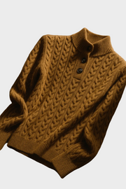 Liza – Kaschmirpullover für Damen mit Zopfmuster und Knöpfen – Ansicht 23