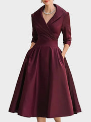 Bella – Satin-Midikleid mit drapiertem Kragen im Retro-Stil – Ansicht 9