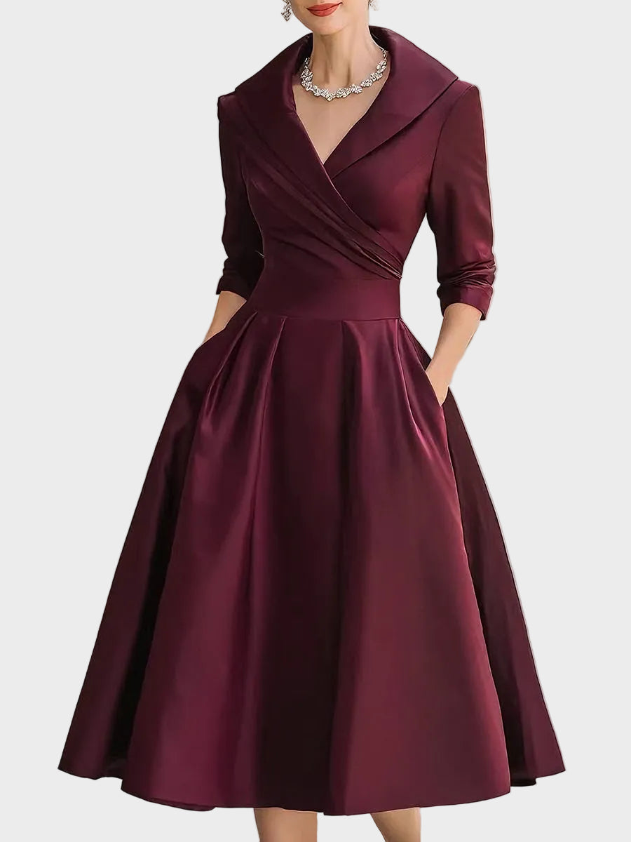 Bella – Satin-Midikleid mit drapiertem Kragen im Retro-Stil – Ansicht 9