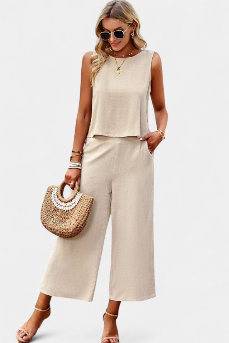Lavinia Boho-Set mit luftigem Top und Shorts aus Leinen und Baumwolle