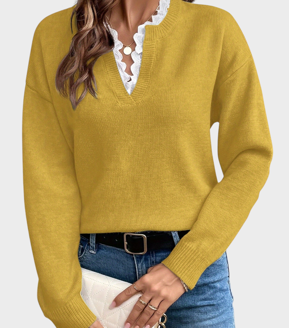 Damen-Pullover Yasmine mit Spitze und offenem Halsausschnitt – Ansicht 11