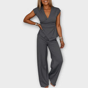 Eleganter Jumpsuit für Damen mit V-Ausschnitt – Ansicht 3