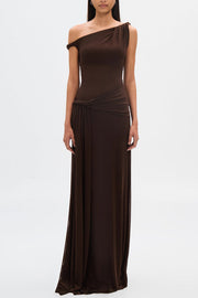 Eranda – Schulterfreies Maxikleid für Damen aus drapiertem Mesh