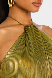 Emma – Metallic-Neckholderkleid für Damen mit offenem Rücken – Ansicht 3