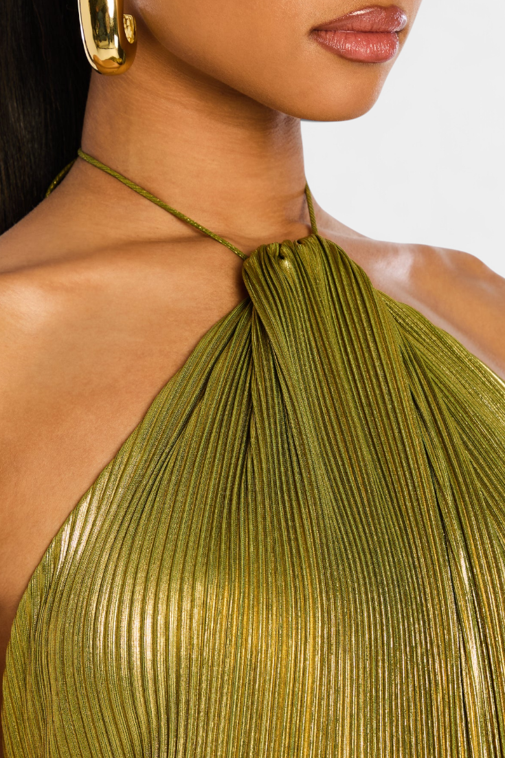 Emma – Metallic-Neckholderkleid für Damen mit offenem Rücken – Ansicht 3