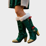 Grace – Festliche Samtstiefel für Damen in Grün – Ansicht 2