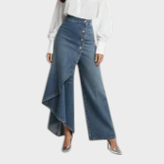 Henny – Hochtaillierte asymmetrische Jeans mit weitem Bein – Ansicht 3