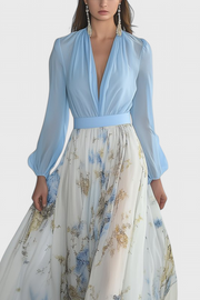 Eliane – Florales Maxikleid für Damen mit V-Ausschnitt – Ansicht 2