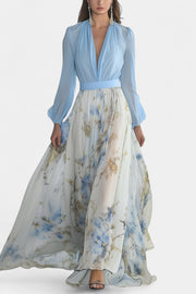 Eliane – Florales Maxikleid für Damen mit V-Ausschnitt