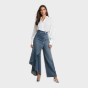 Henny – Hochtaillierte asymmetrische Jeans mit weitem Bein