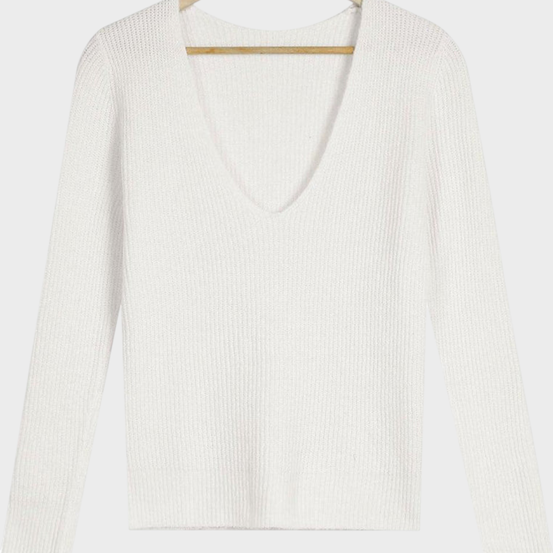 Myla – Weißer wendbarer Pullover für Damen – Ansicht 4