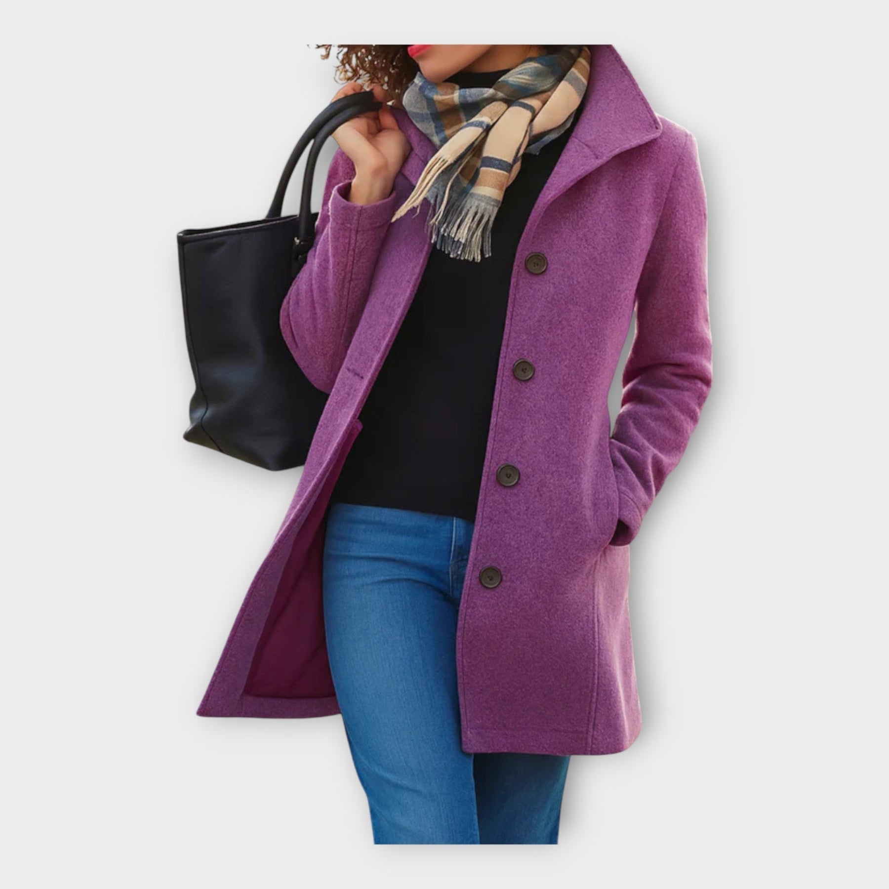 Leila – Eleganter Wollmantel für Damen mit Knöpfen