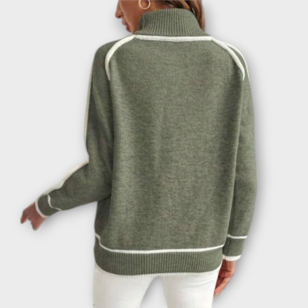Christine – Luxuriöser Strickpullover in Olivgrün