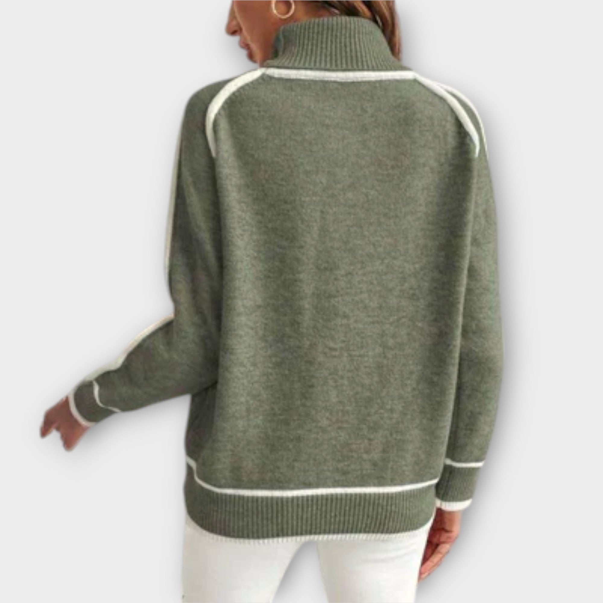 Christine – Luxuriöser Strickpullover in Olivgrün