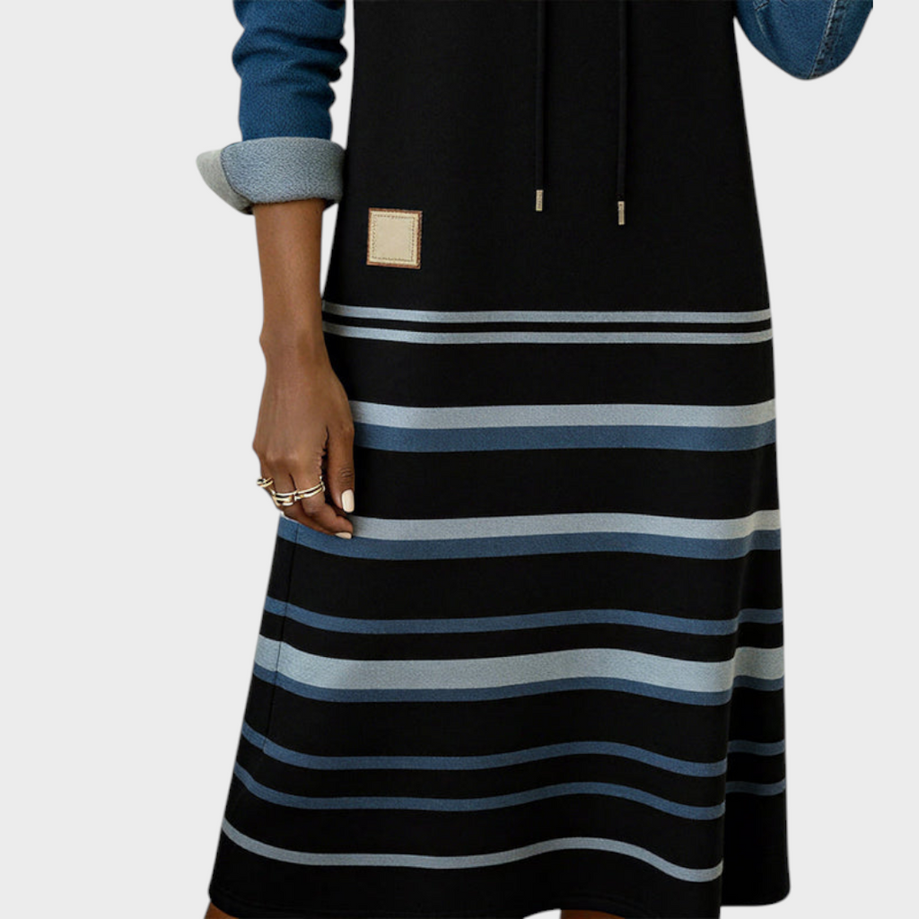 Nayeli | Gestreiftes Kleid mit Kapuze und Farbmix
