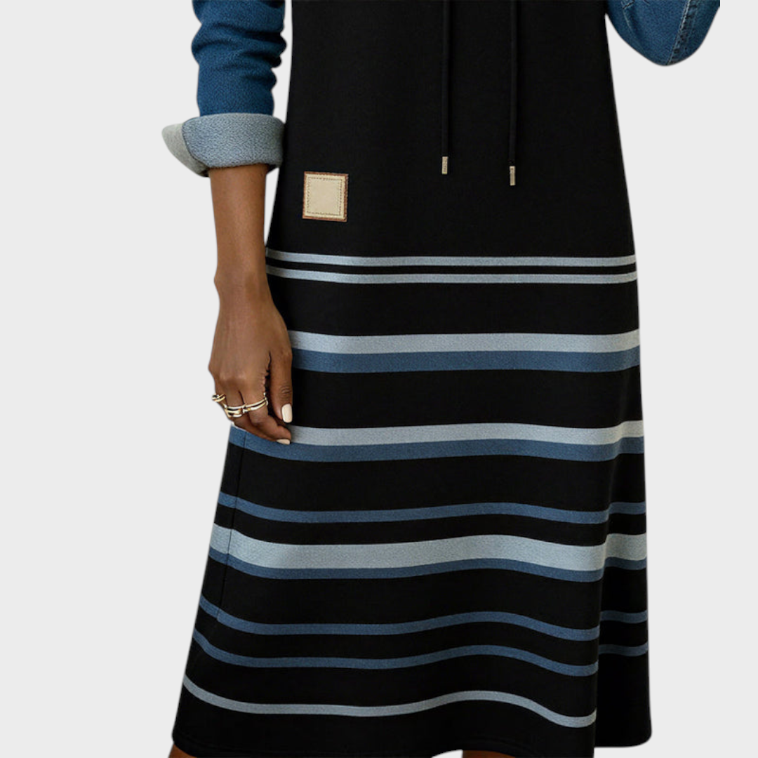 Nayeli | Gestreiftes Kleid mit Kapuze und Farbmix
