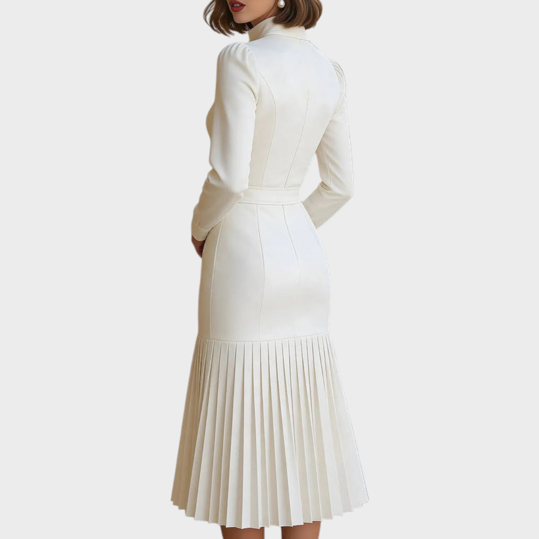 Allyson – Midikleid mit Stehkragen und Gürtel