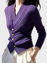 Sophia – Taillierte gestreifte Strickjacke für Damen mit V-Ausschnitt – Ansicht 4