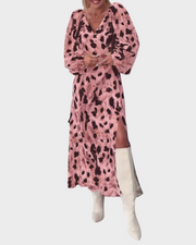 Avice – Damenkleid mit V-Ausschnitt und auffälligem Print – Ansicht 2