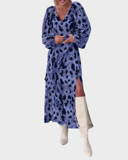 Avice – Damenkleid mit V-Ausschnitt und auffälligem Print – Ansicht 4