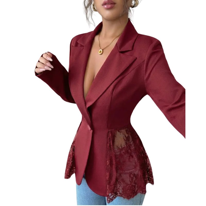 Elegante Damen-Blazerjacke mit Spitze