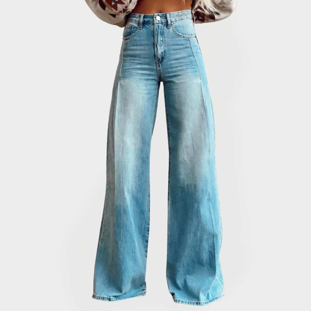 Stilvolle High-Waist-Jeans für Damen mit weitem Bein – Ansicht 2