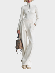 Miles – Zweiteiliges Damen-Set mit Rollkragenjacke und weiter Hose – Ansicht 4