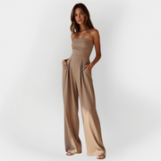 Schwarzer trägerloser Damen-Jumpsuit Nowak – Ansicht 2