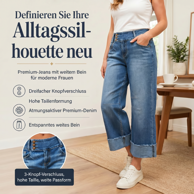 Kerstin | Cropped Jeans mit hoher Taille und weitem Bein