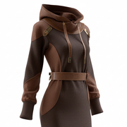 Felix – Geripptes Rollkragenkleid mit asymmetrischem Design – Ansicht 2