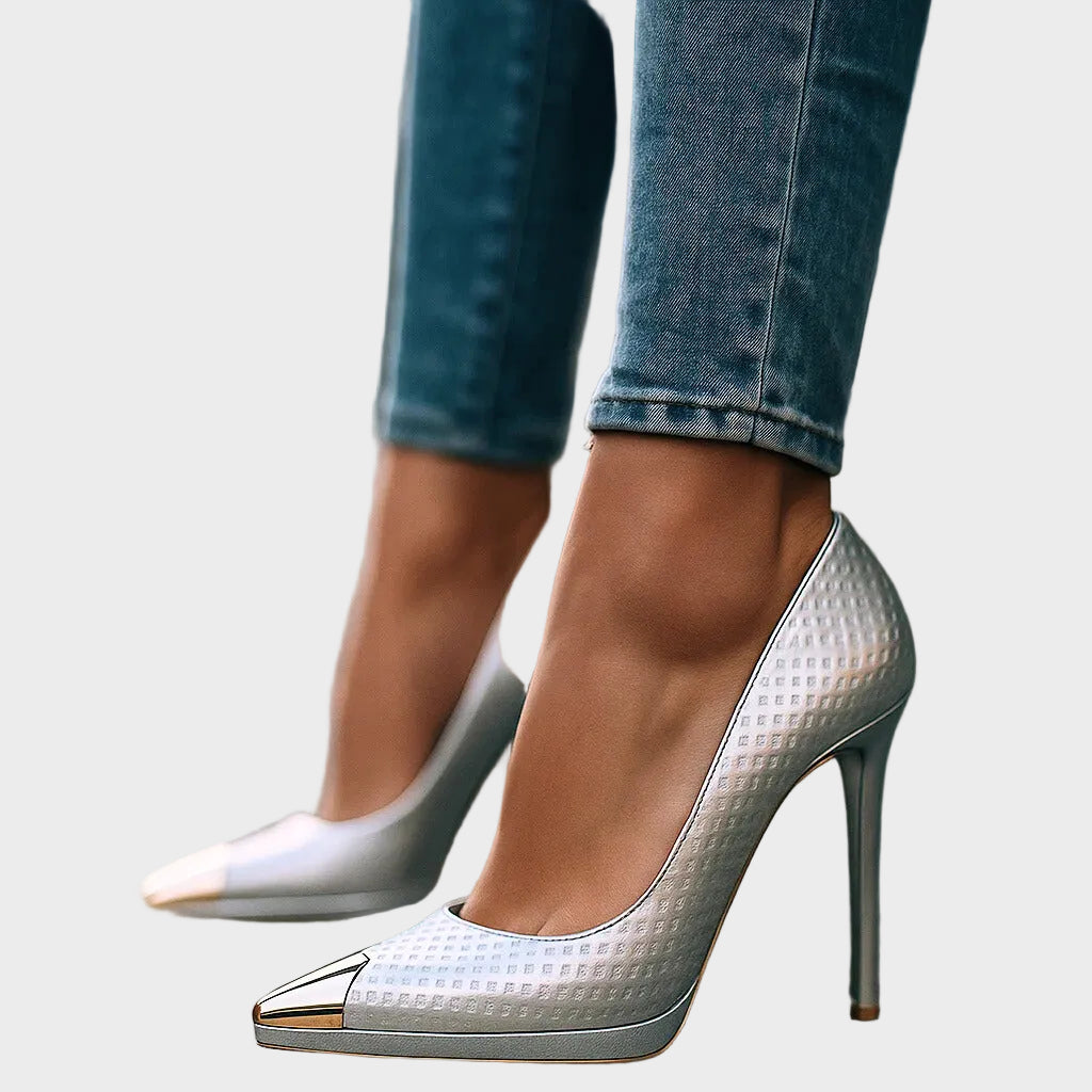 Damen-Pumps Aveline mit goldener Spitze und hohem Absatz