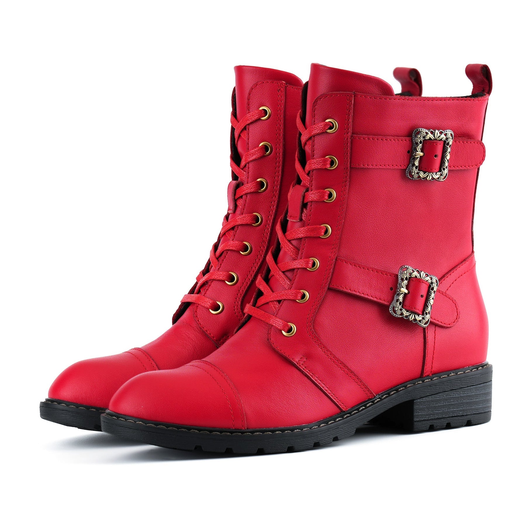 Florale flache Damen-Schnürstiefeletten Lucy – Ansicht 2