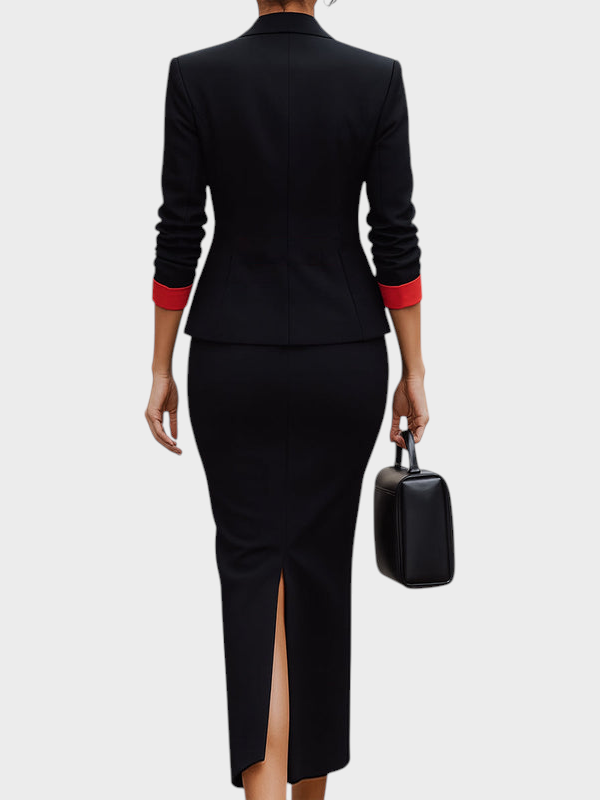 Vicky – Damen-Set aus Kontrastblazer und ärmellosem Midikleid – Ansicht 4