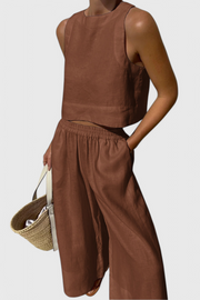 Minimalistisches Damen-Set Avelina aus Baumwolle und Leinen – Ansicht 4