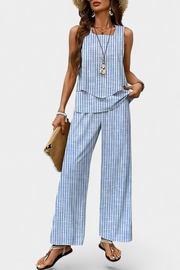Martina – Elegantes Boho-Set für Damen mit ärmellosem Top und gemusterter gerader Hose – Ansicht 7