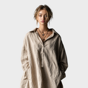 Lavriki – Locker geschnittenes Damen-Minikleid aus Baumwolle und Leinen mit Knöpfen