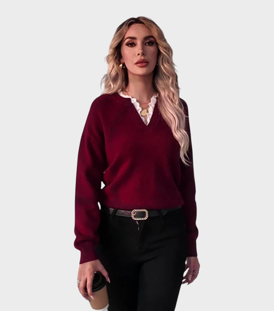 Damen-Pullover Yasmine mit Spitze und offenem Halsausschnitt – Ansicht 14