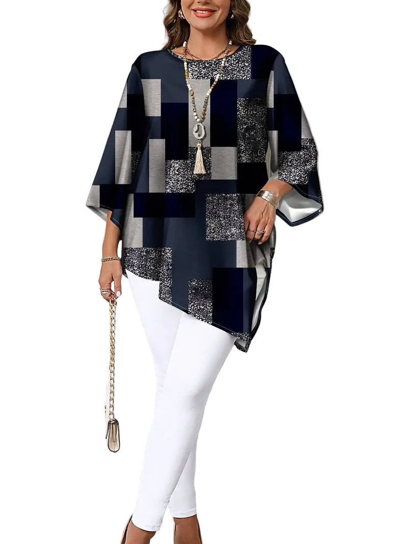 Nurit – Oversize-Bluse mit Karomuster und kurzen Ärmeln – Ansicht 2