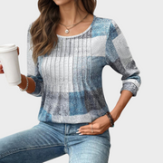 Marj – Vintage-Langarmshirt für Damen mit Karomuster – Ansicht 3