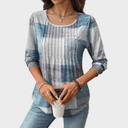 Marj – Vintage-Langarmshirt für Damen mit Karomuster – Ansicht 2