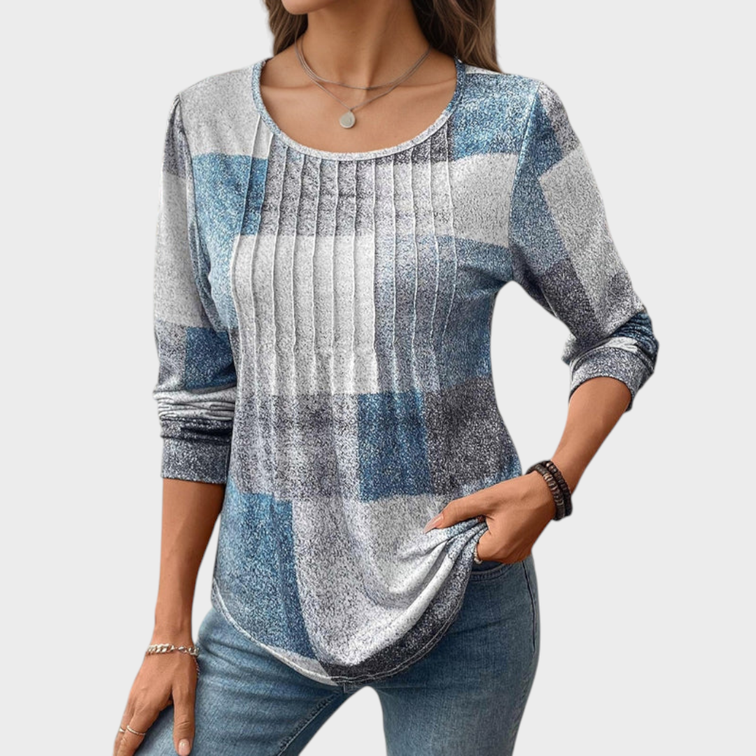 Marj – Vintage-Langarmshirt für Damen mit Karomuster