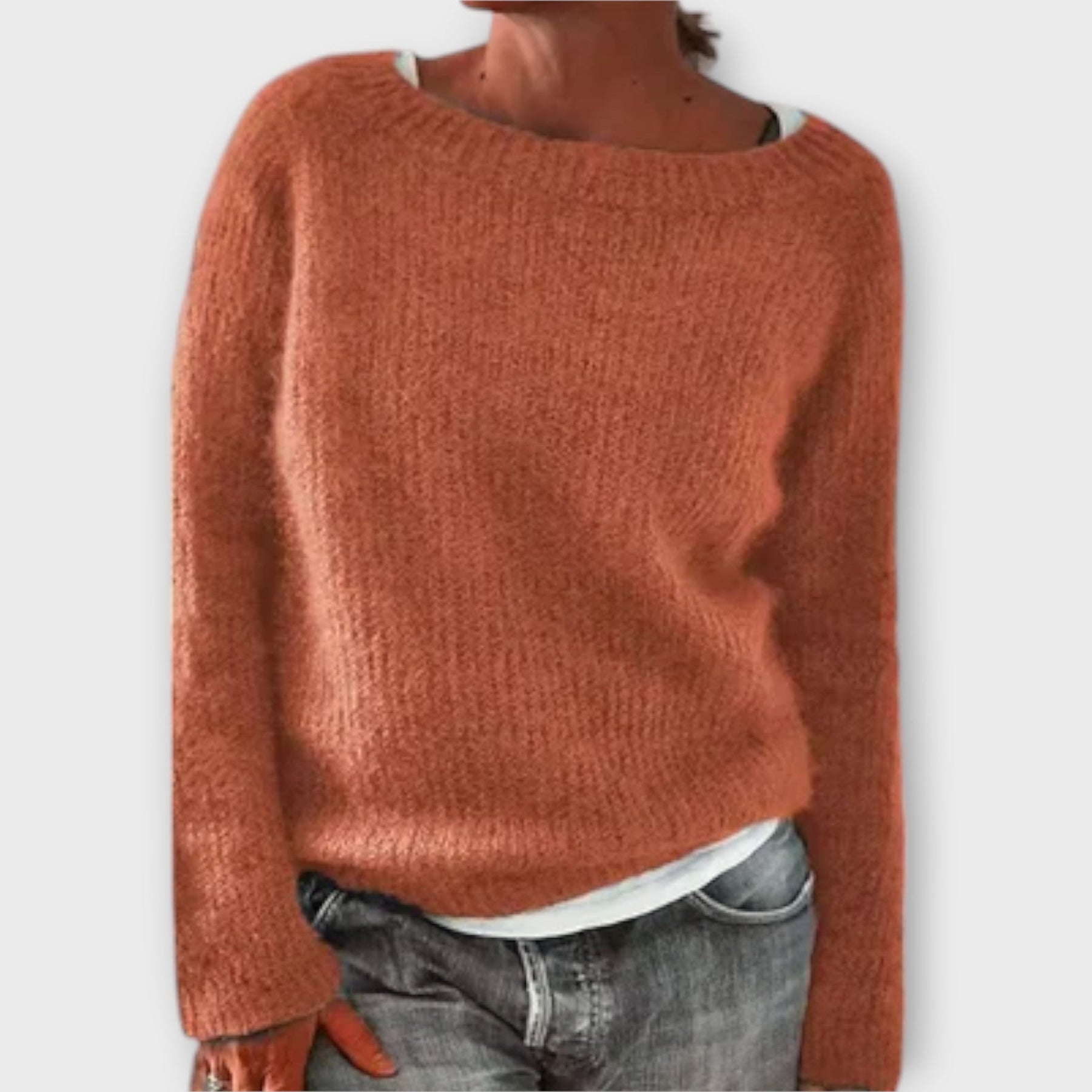 Einfarbiger Damen-Strickpullover Regine – Ansicht 8