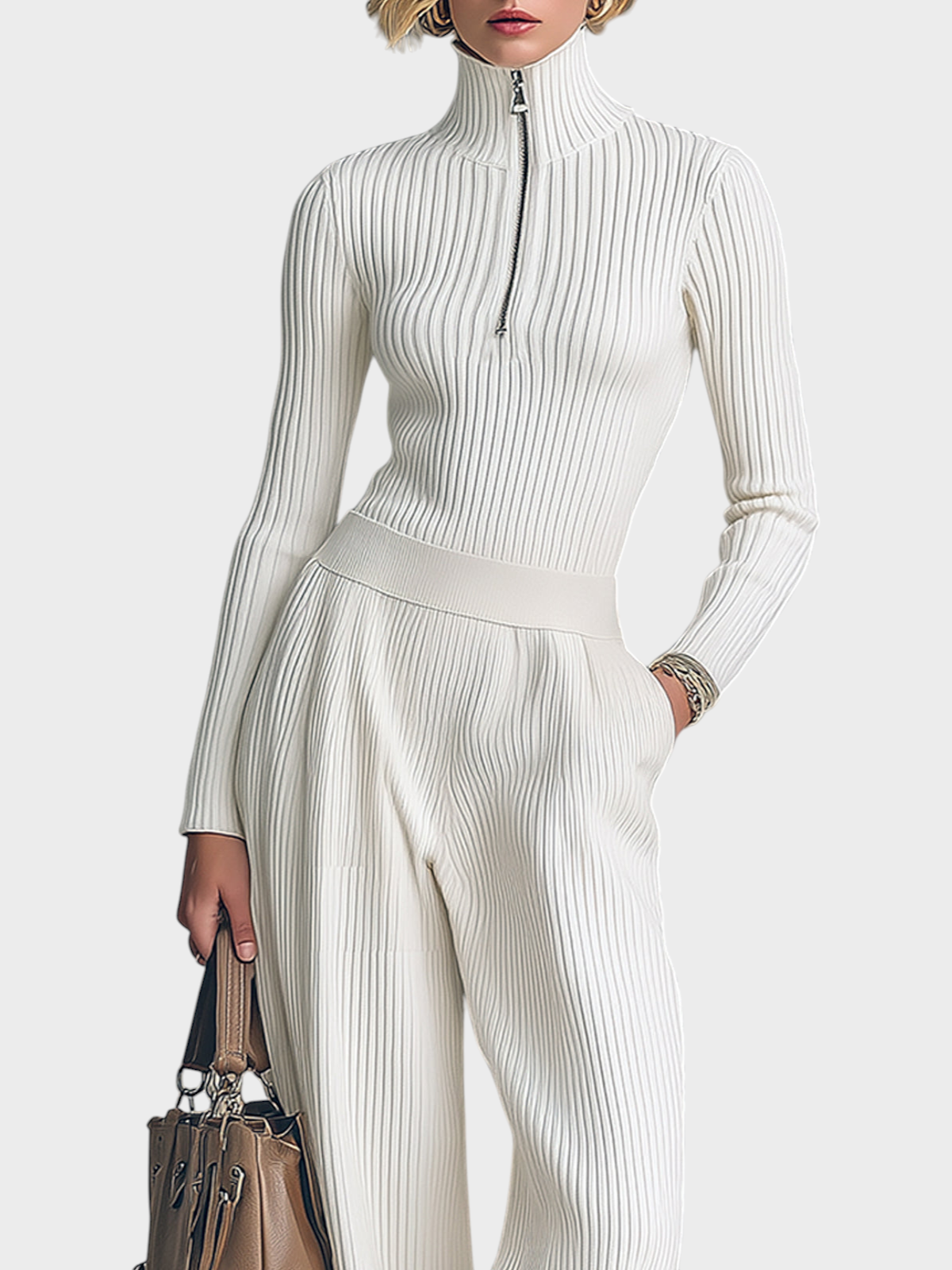 Miles – Zweiteiliges Damen-Set mit Rollkragenjacke und weiter Hose