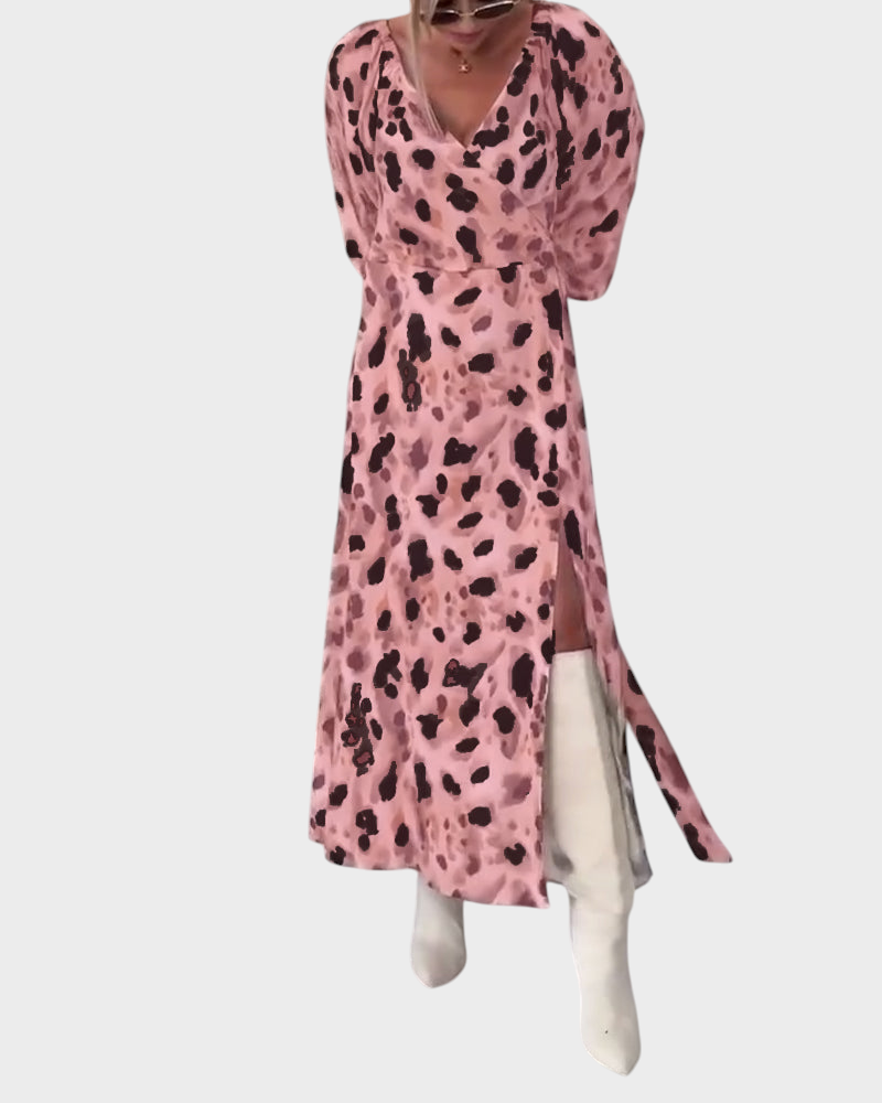 Avice – Damenkleid mit V-Ausschnitt und auffälligem Print – Ansicht 10
