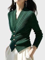 Sophia – Taillierte gestreifte Strickjacke für Damen mit V-Ausschnitt – Ansicht 6